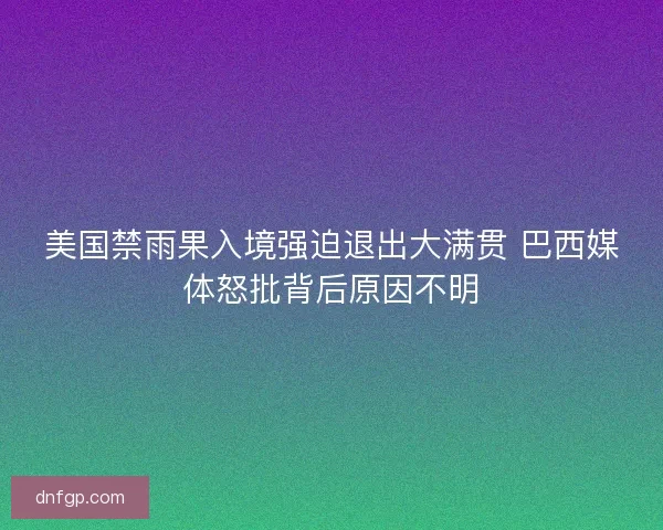 美国禁雨果入境强迫退出大满贯 巴西媒体怒批背后原因不明