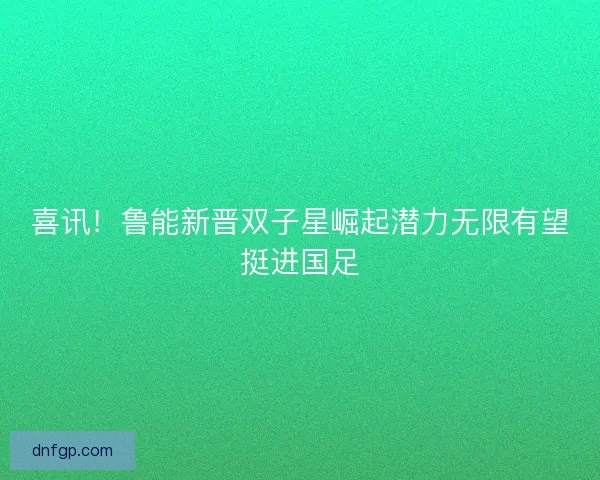 喜讯！鲁能新晋双子星崛起潜力无限有望挺进国足